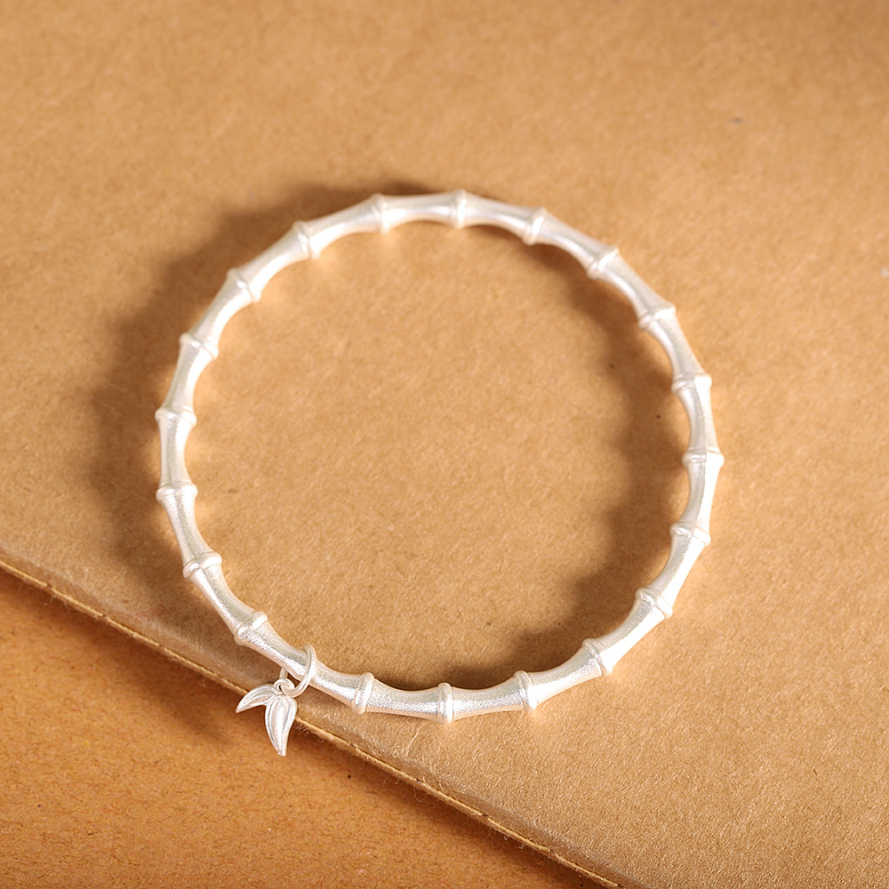 人品银品 足银999简约时尚个性竹节复古女式手镯 跨境新品-阿里巴巴