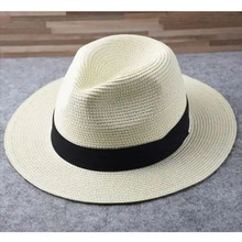 新款巴拿马草帽女式夏季沙滩出游太阳帽宽边礼帽遮阳帽