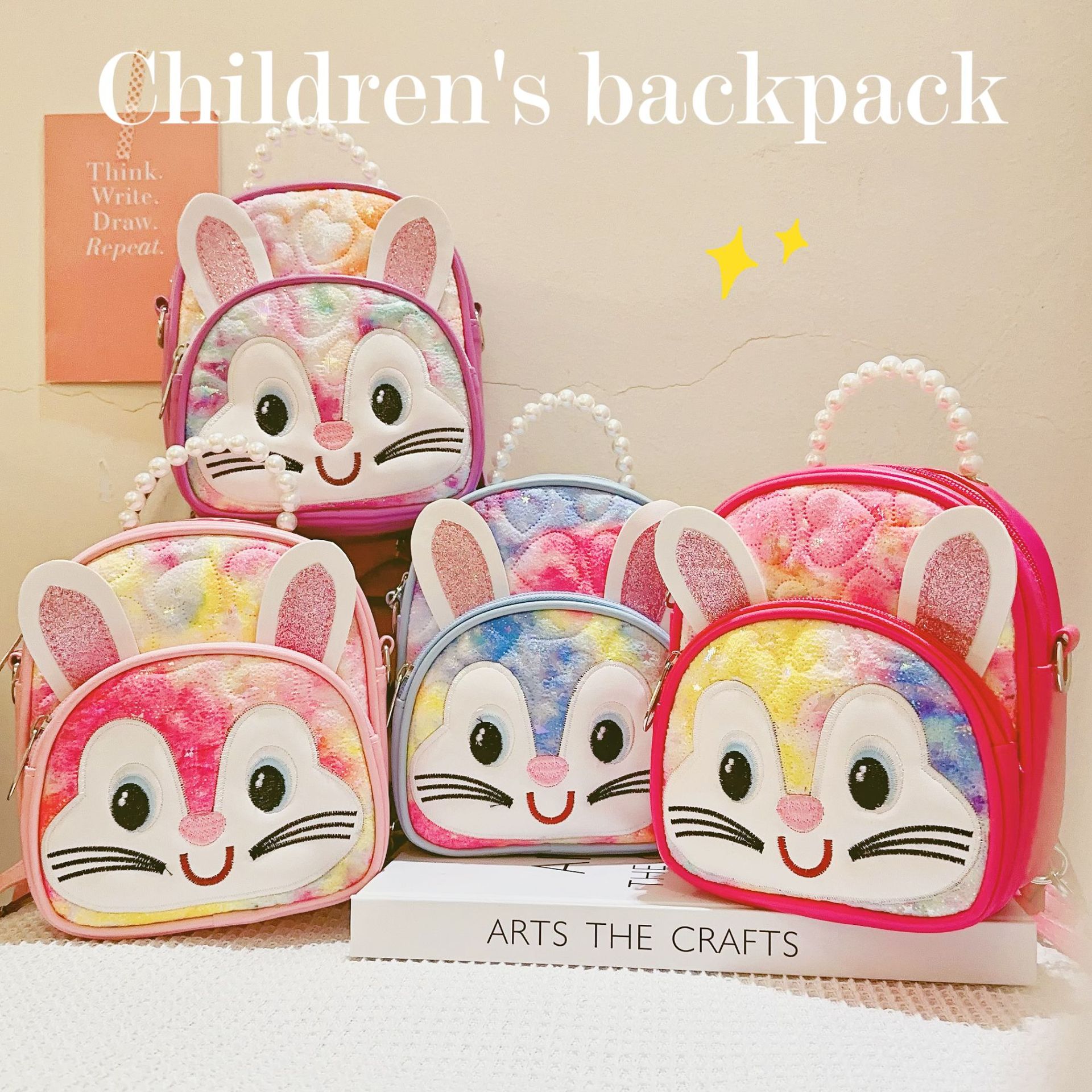 New Korean Style Embroidered Children's Backpack Cute Rabbit Mini Kindergarten Schoolbag Casual Cartoon Cute Girl Backpack