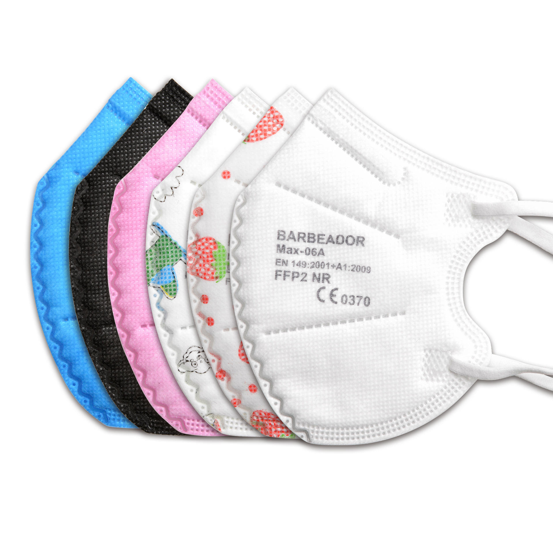 彩色儿童口罩ce ffp2五层防护日用口罩一次性口罩白名单mask