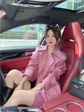 高级感超好看粉色风衣外套女2023秋季新款韩系风格穿搭中长款大衣