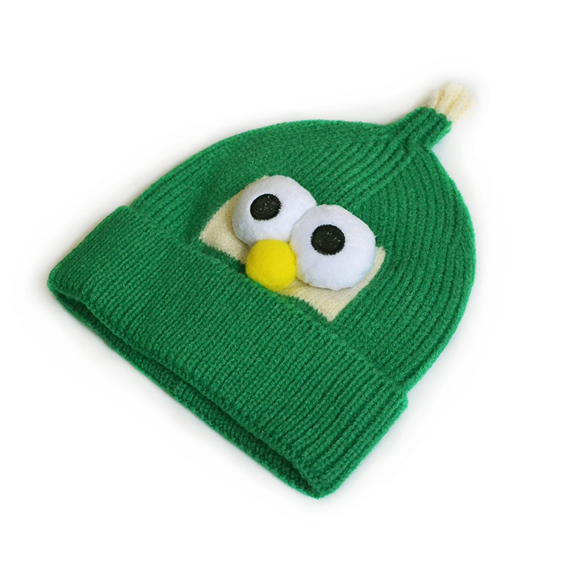 Chengwen Knitted Cute Cap with Eyeshield New Children's Knitted Hat Boys and Girls Baby Personality Trend Cartoon Woolen Cap