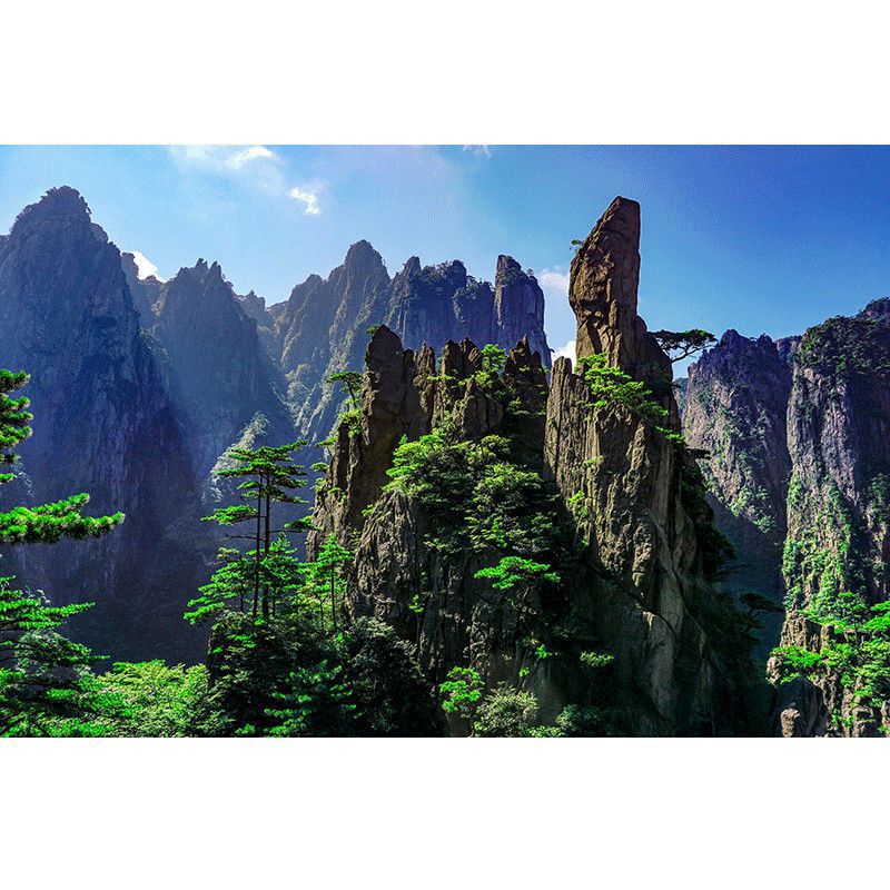 有山无水黄山石山装饰画客厅办公室招财风水画背有靠山图挂画m17