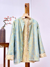 新中式女装国风感缎面衬衫春夏气质唐装两面穿开衫上衣短外套