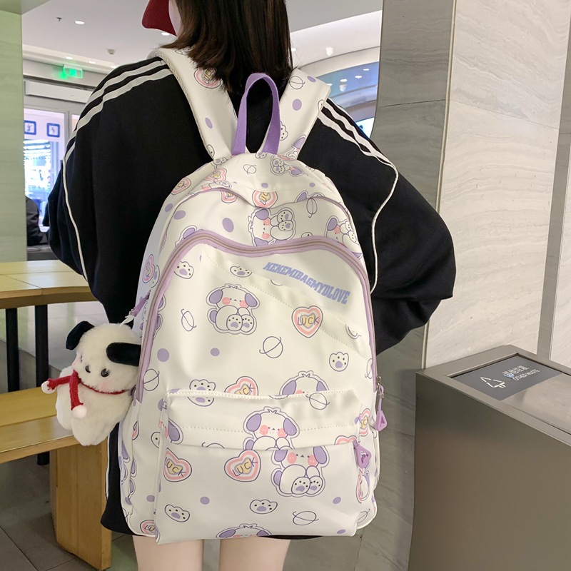 Schoolbag Female 2023 New Fashion Cartoon Printed Backpack Primary School Student Junior High School Student Simple Cute Backpack Fashion