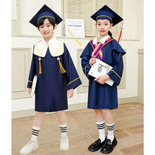 新款儿童博士服幼儿园小学生毕业礼服学士服帽表演服演出服毕业袍