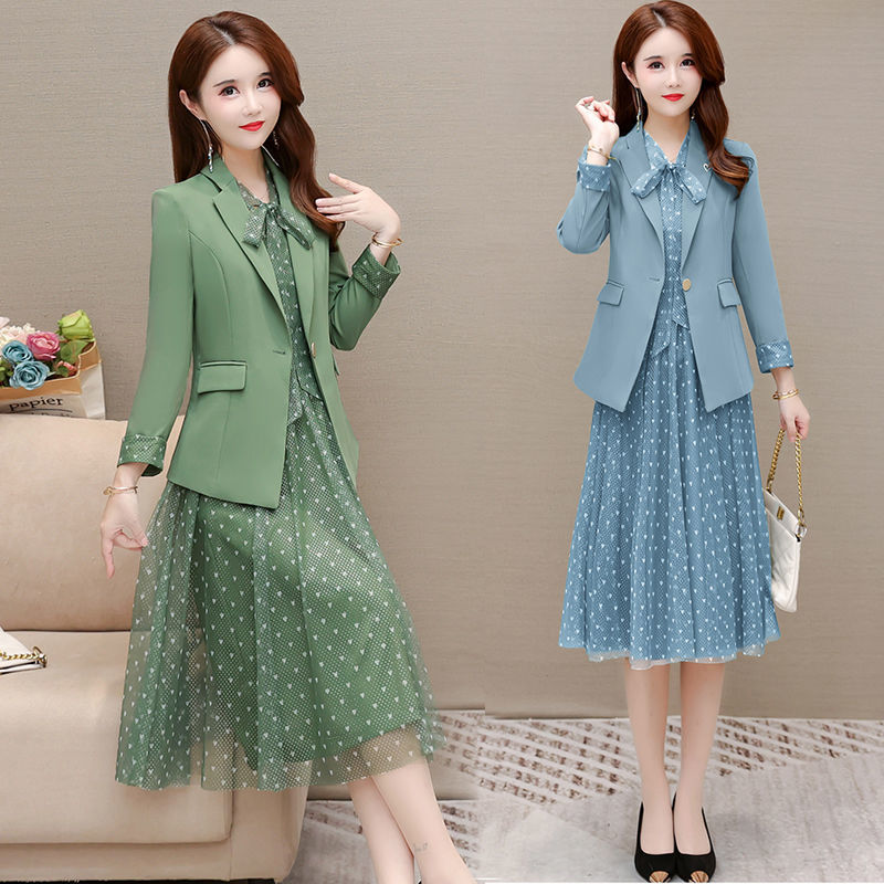 感套装裙两件套春2022年新款西装连衣裙职业装气质女神范套装
