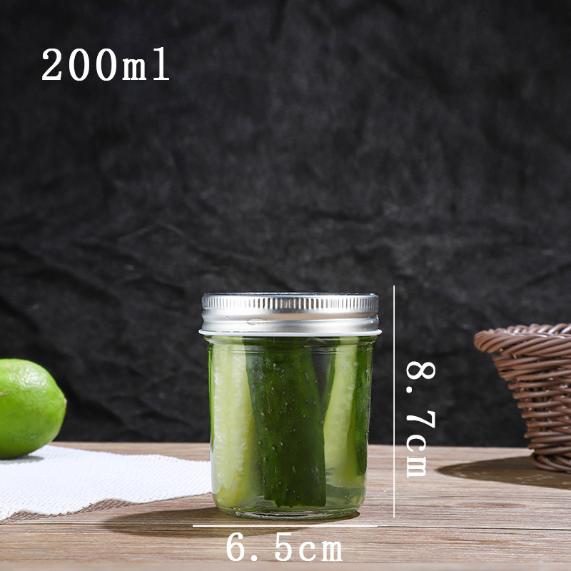 Caviar Glass Bottle Sealed Jar Jam Jar Glass a Bottle of Honey Cans Bird's Nest Storage Bottle Wholesale