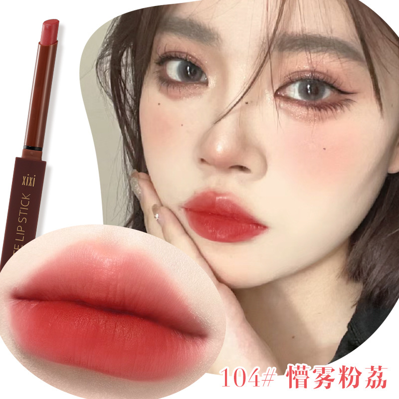 Xixi Yuemu Silky Thin Tube Lipstick Look Good Matte Finish Moisturizing Easy to Use Daily White Cheap Student