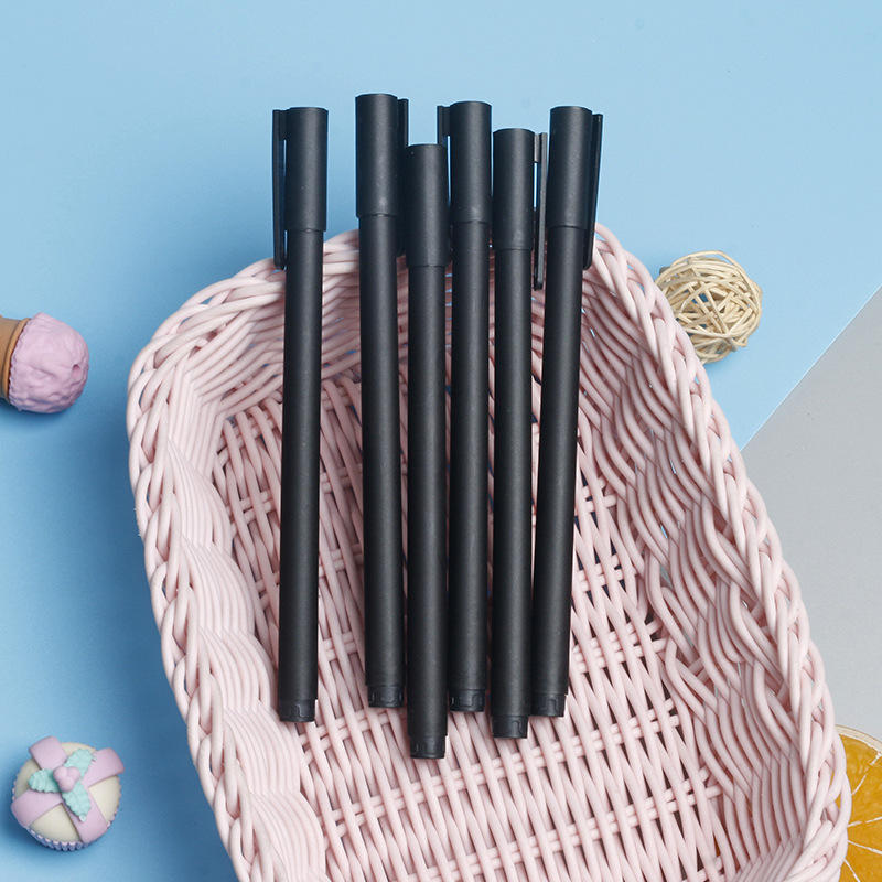 黑色磨砂中性笔0.5mm办公书写用品签字笔学生文具针管笔