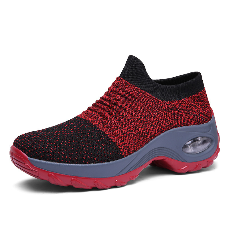 2022 Cross-Border E-Commerce plus Size Women's Shoes Air Cushion Fly-Knit Sneakers Slip-on Shoes Sock Shoes