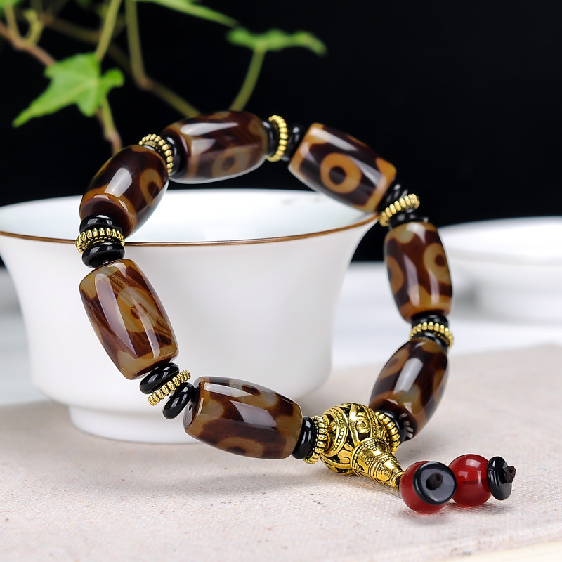 agate tibet beads bracelet tibet three-eye tibet beads bracelet men‘s and women‘s agate jade bracelet live supply