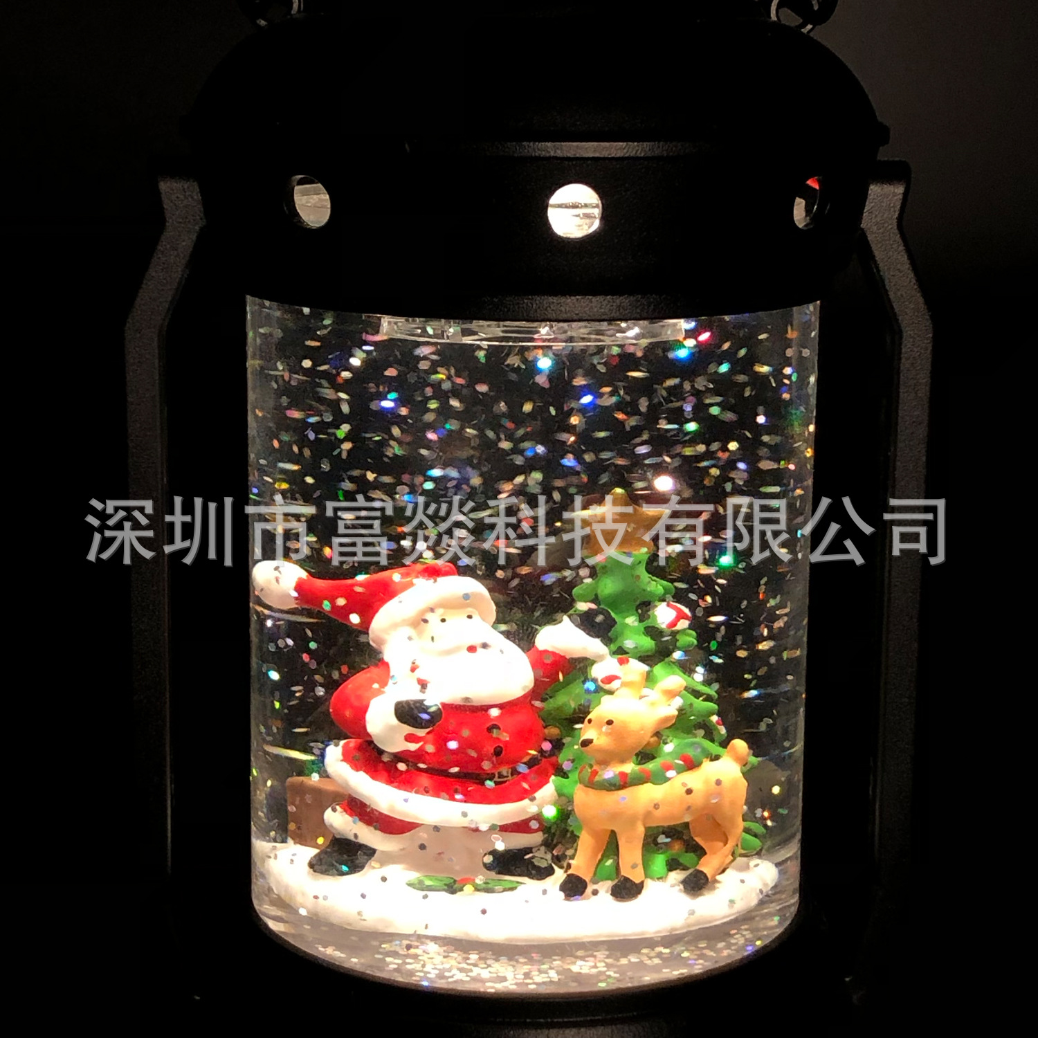 Lantern Old Man and Elk Christmas Polo Decorative Lights Christmas Decoration Small Lantern Ornaments Led Crystal Ball Lamp