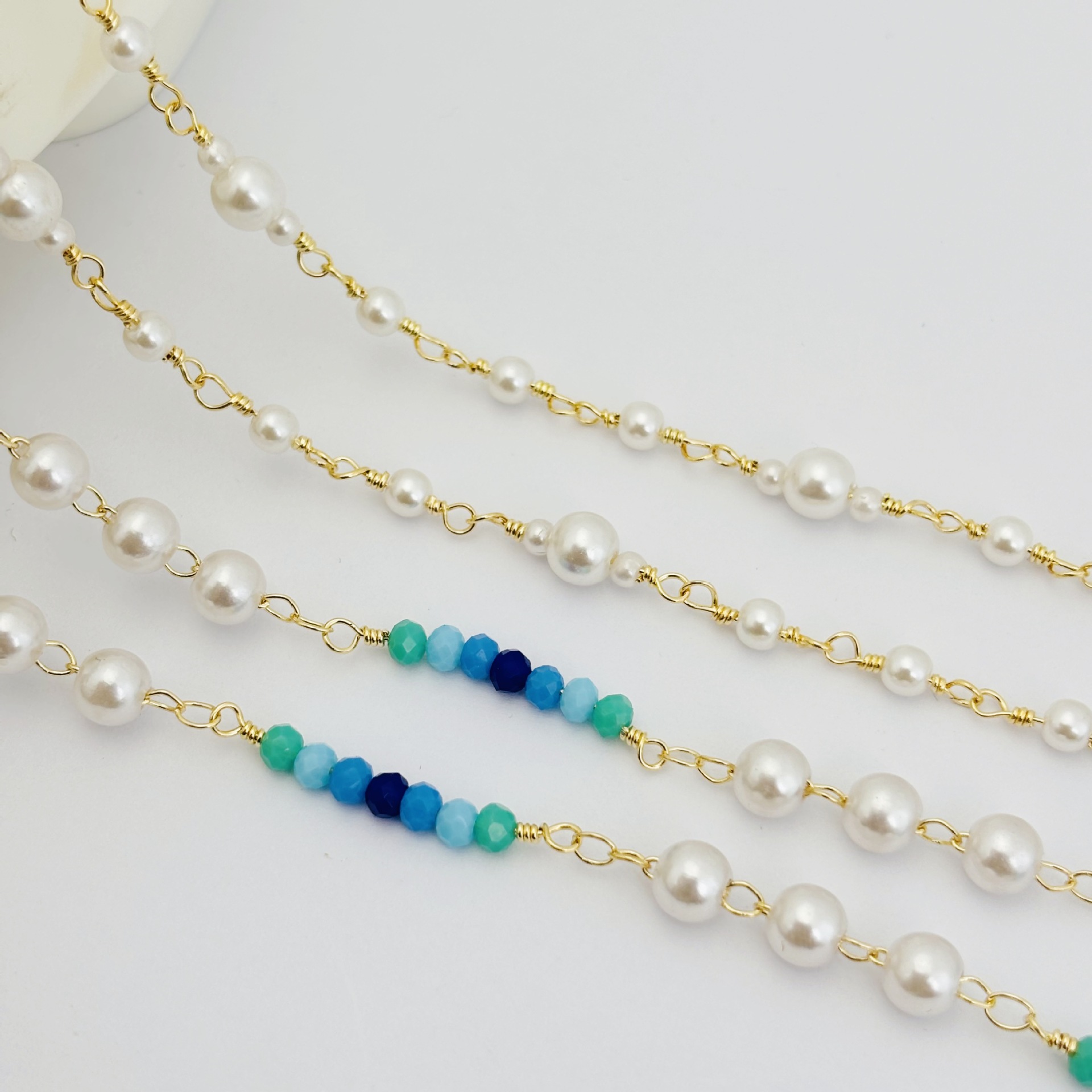 diy饰品配件 保色珍珠扭线3mm小水晶手工链 新品服饰手链项链材料