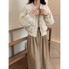 棒球服短款棉服女2025冬新款韩版纯色简约加厚小个子面包服外套
