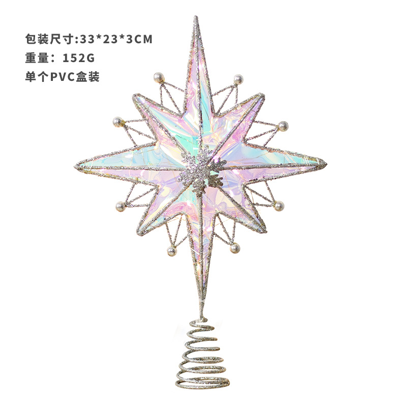 Amazon New Christmas Decorations Led Colorful Wrought Iron Octagonal Star Tree-Top Star Christmas Tree Decorations