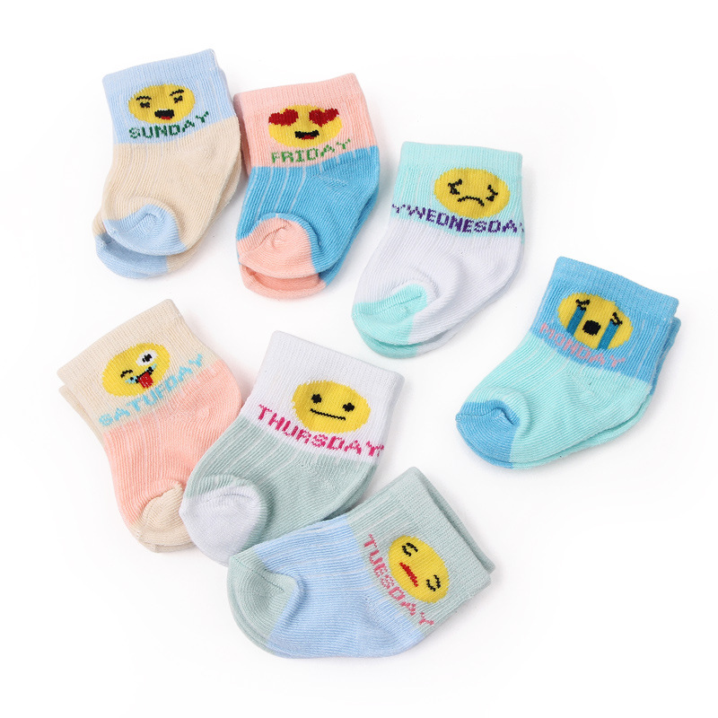 Spring and Autumn New Cartoon Cute Week Socks Combed Cotton Baby and Infant Socks Newborn Socks Wholesale W0052