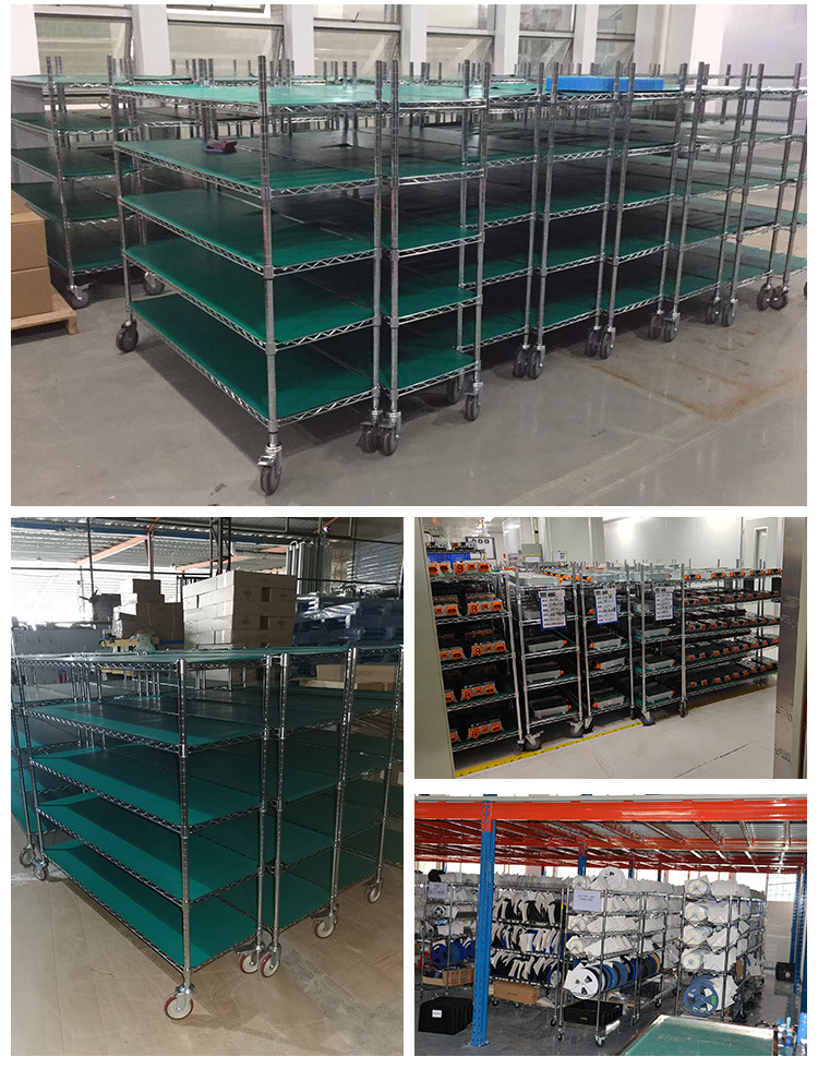 镀铬架仓储手推带轮移动货架五金仓库库房中型货架家用阳台置物架