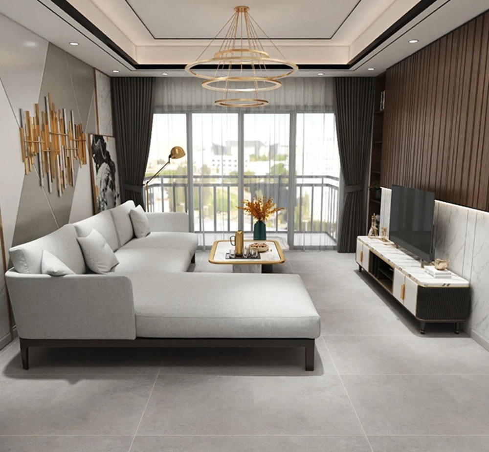 柔光通体大理石瓷砖600x1200客餐厅灰色仿古砖哑光水泥砖防滑地砖