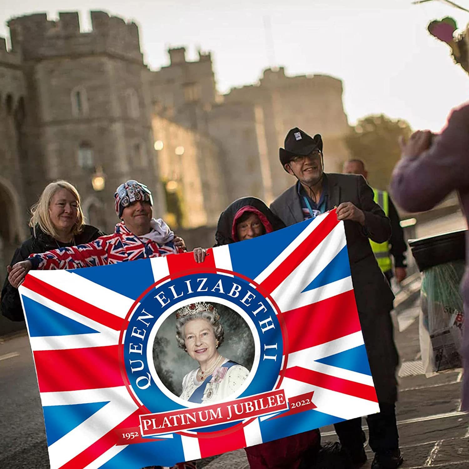 跨境英国周年庆典活动英国女王旗帜国旗方形横幅背景布可按需设计