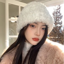 韩国毛绒毛线帽女冬季大头围潮ins2021新款时尚冷帽显脸小针织帽