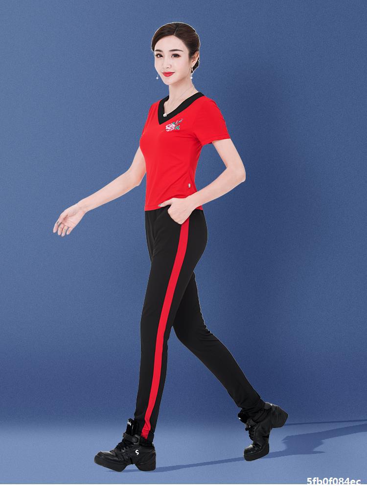 2021广场舞服装新款套装夏季短袖跳舞衣服中老年演出舞蹈服女