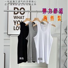 棉圆领背心坎肩健身无袖外穿T恤宽松百搭打底衫T恤韩版男时尚内搭