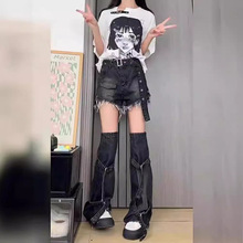 韩版爵士舞配长统靴短裤网红抖音高腰女紧身裤跳舞前