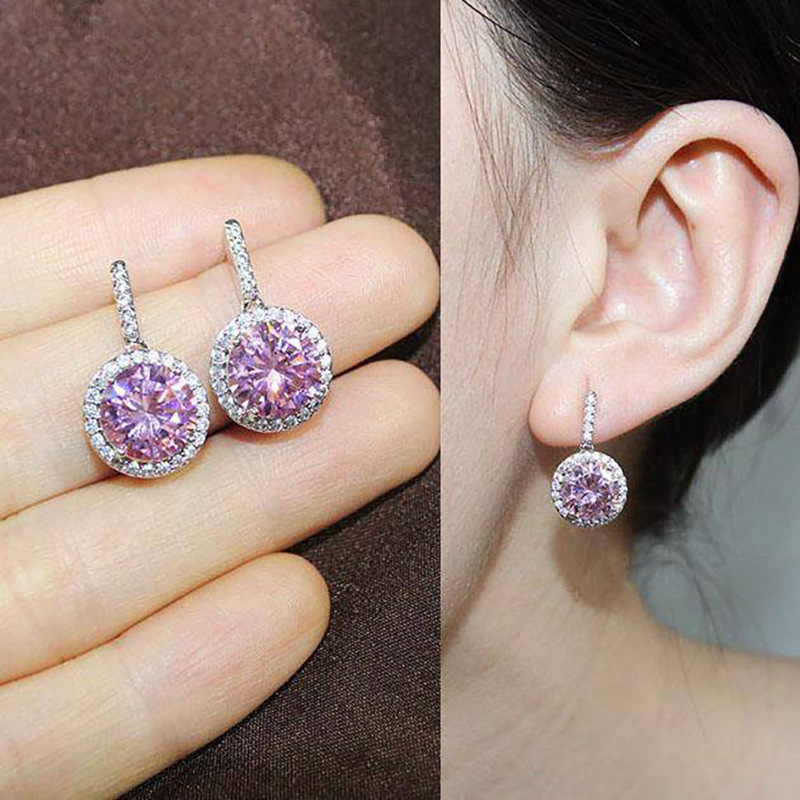 Cao Shi Cross-Border Hot Sale Luxury round Zircon Earrings Women's Pave Earrings Fashion OL All-Match Earrings Eardrops