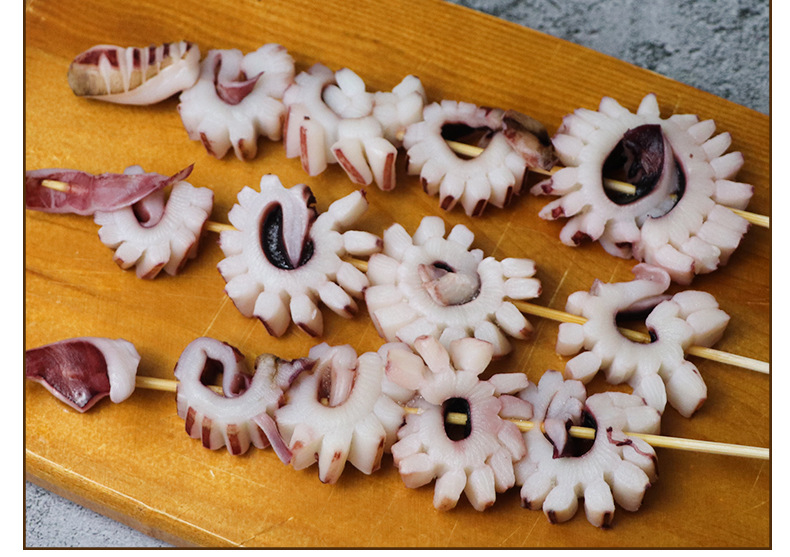 华海风火轮串鱿鱼花串新鲜海鲜大串齿轮目鱼花烧烤油炸食材20串包