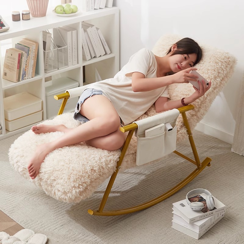 网红摇摇椅折叠懒人沙发摇椅大人躺椅阳台家用休闲椅子长毛绒单人
