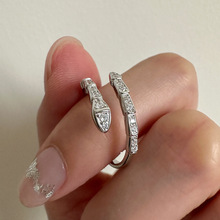 蛇形镶钻戒指女925纯银创意设计个性另类开口指环2023年新品5193Y