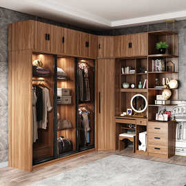 转角90度推拉门衣柜出租用卧室现代简约带玻璃门组合柜经济大衣橱