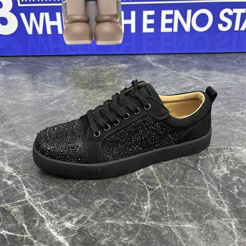 欧货潮品cl鞋子满钻休闲红底鞋满钻鞋子烫钻板鞋时尚网红百搭水钻