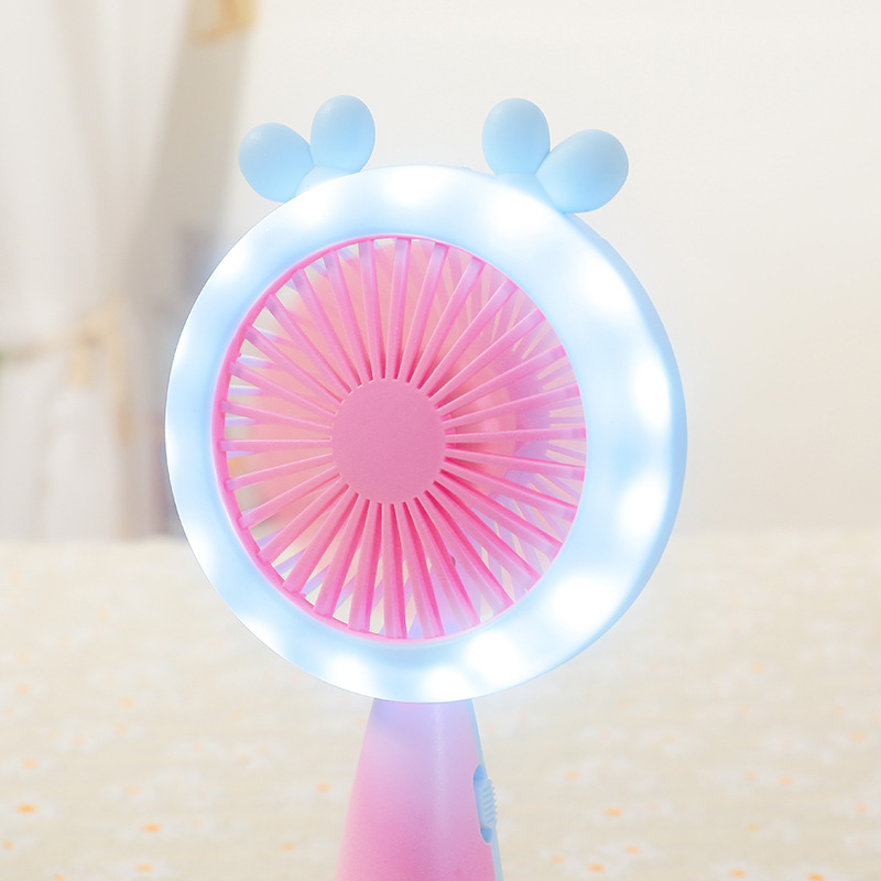 New Good-looking Cartoon Cute Pet Light Handheld Two-Gear Rechargeable Fan Outdoor Portable Mini Pocket Fan