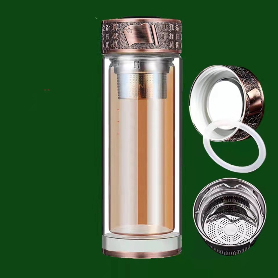 高档礼品玻璃茶杯纪念聚会礼盒周年浮雕水晶大容量将军杯100水杯