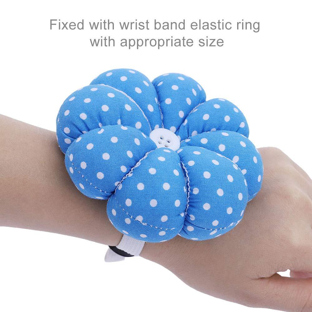 跨境针扎蓝色圆点手腕针插 针插 针球 弹力插针工具diy缝纫厂批发