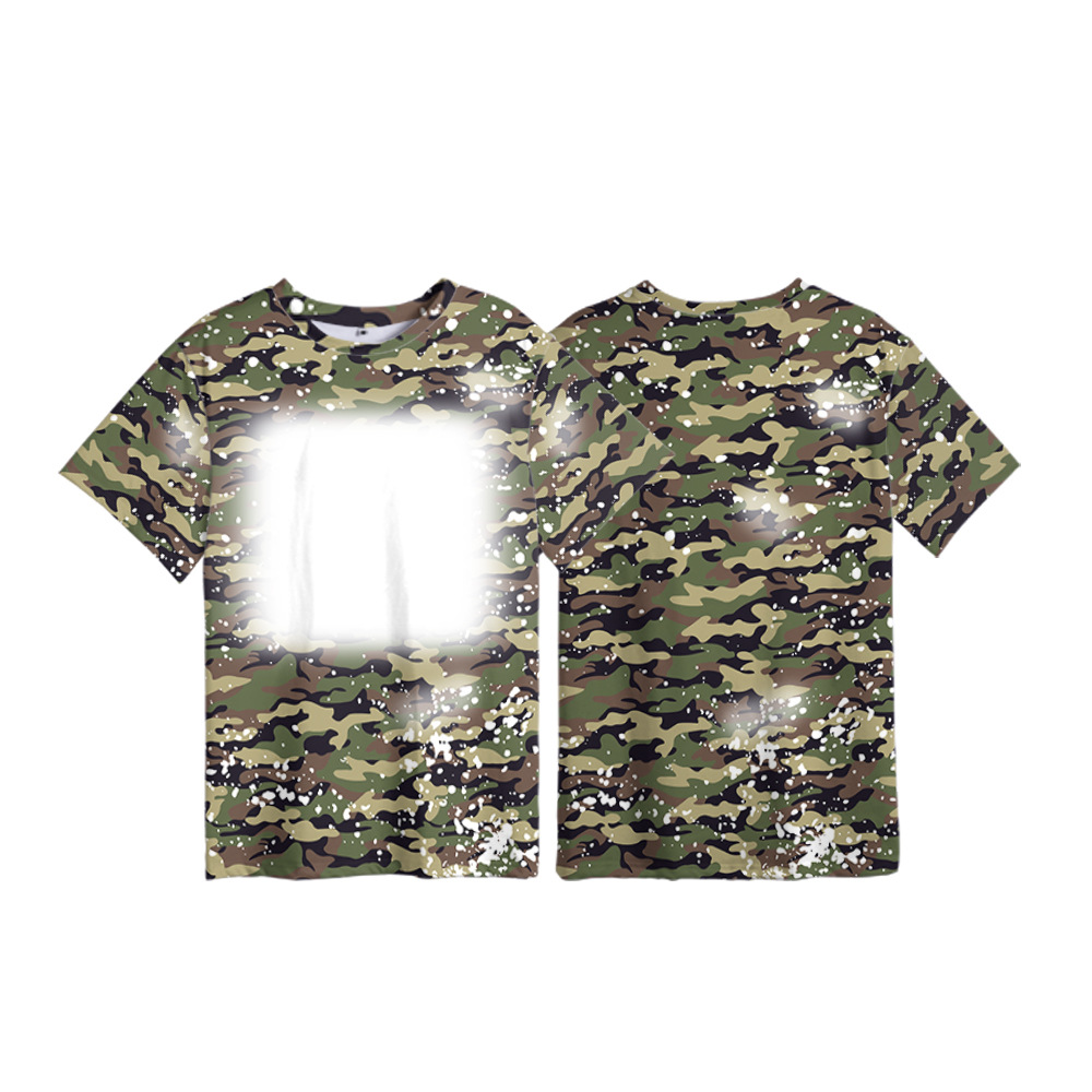 Camouflage Printing Middle Blank Printable T-shirt 230G Imitation Cotton Pull Frame Short Sleeve Trendy Men's Youth Shirt Casual