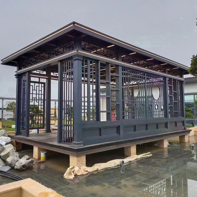 新中式凉亭铝合金户外休闲凉亭别墅庭院亭子遮阳亭景观亭茶水亭子