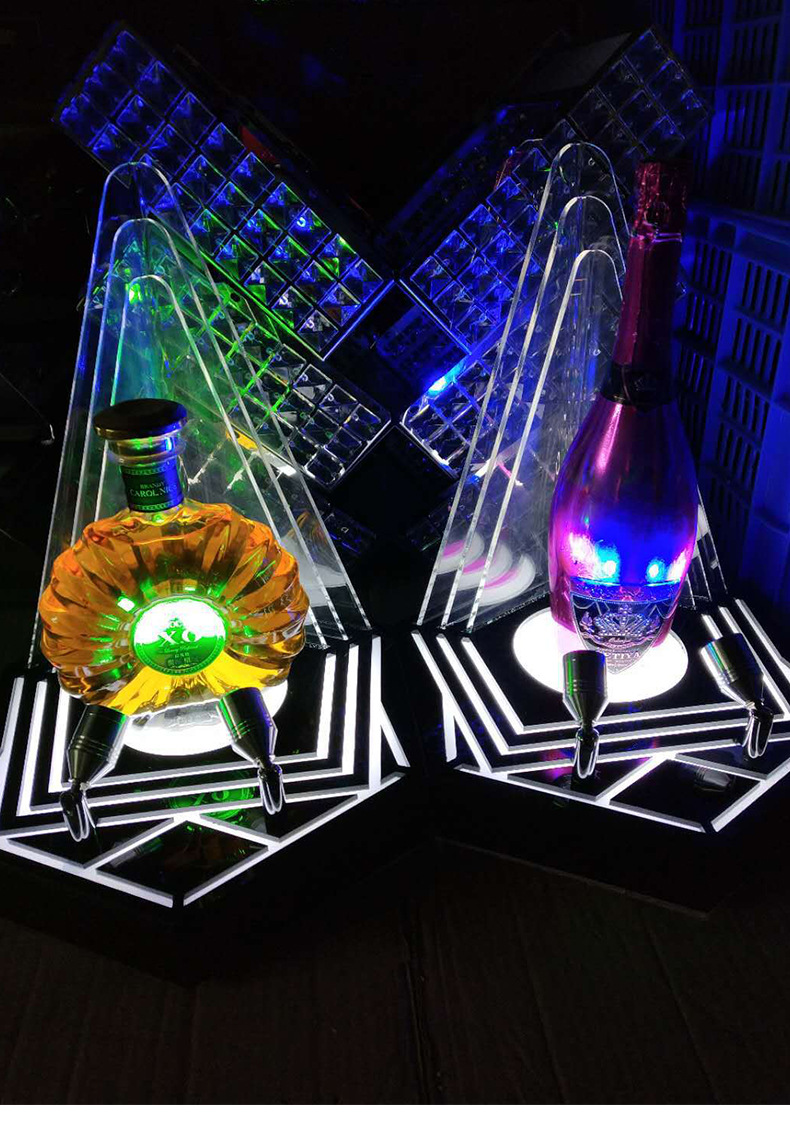 酒吧新款酒座 xo人头马香槟洋酒座led充电七彩发光酒座出酒神器