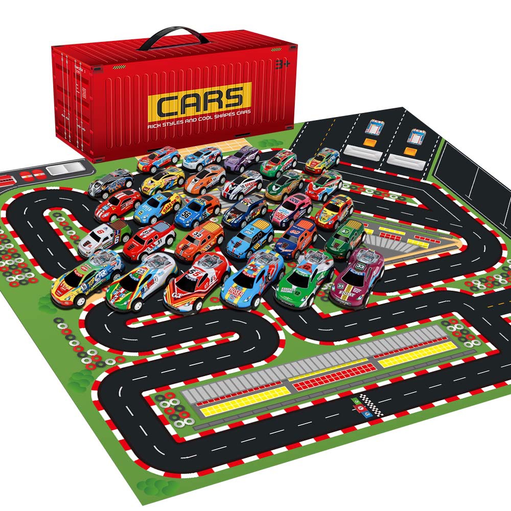 2024儿童新款惯性回力赛车停车场地图玩具益智拼装地图汽车赛道玩