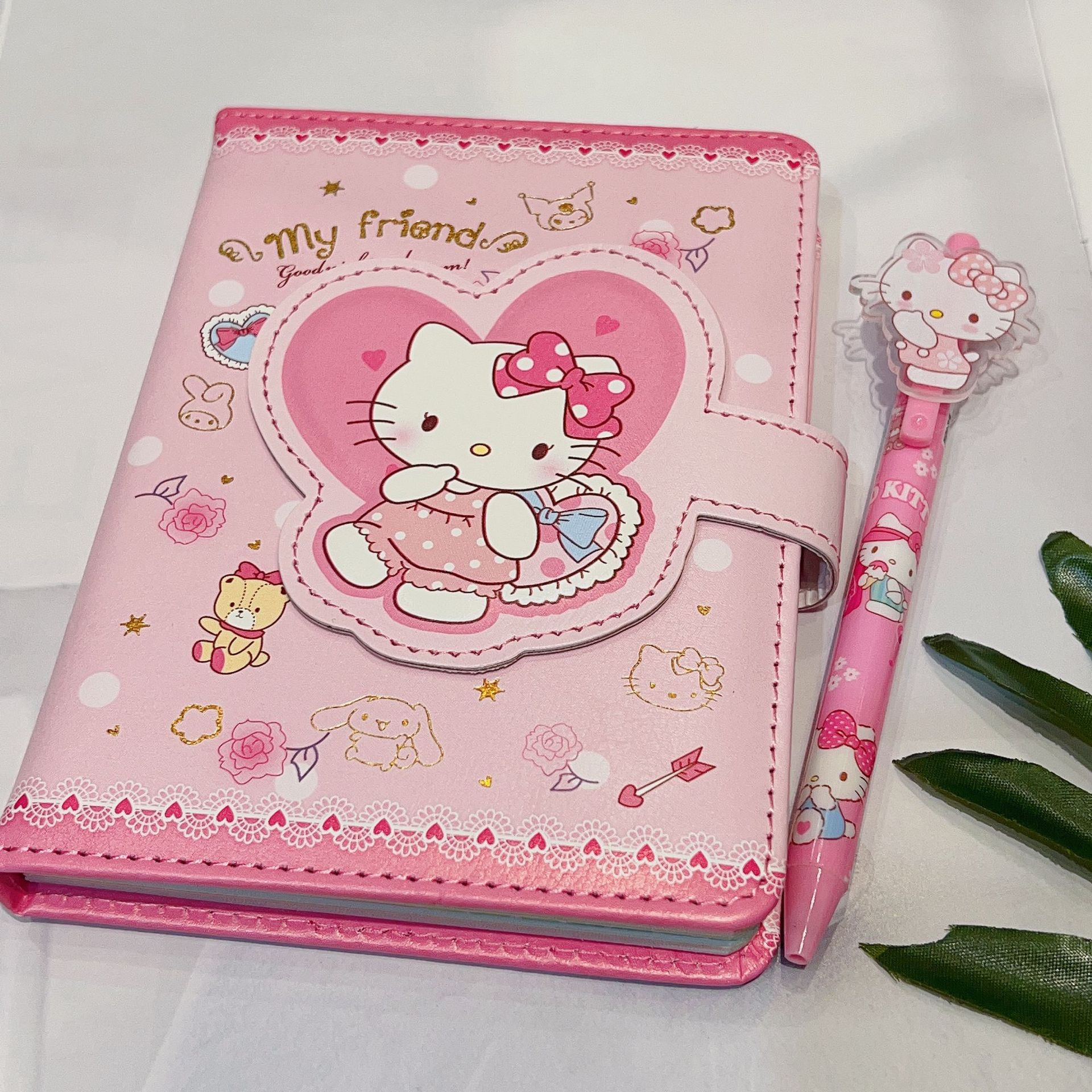 New Sanliou Journal Book Set Cute Girl Heart Cartoon Stationery Lolomei Pu Magnetic Snap Notepad Gift Box