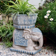 大象石墩花盆底座中式庭院入户门花园仿石雕一对阳台布置装饰