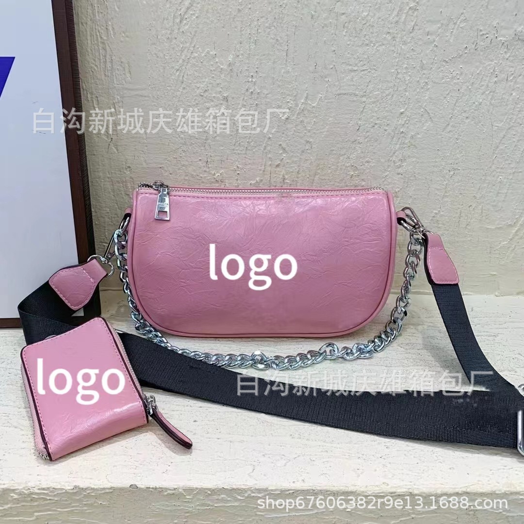 Bag 2023 New Ins Fashion All-Matching Handbag Simple Shoulder Underarm Bag Korean Style Two-Piece French Stick