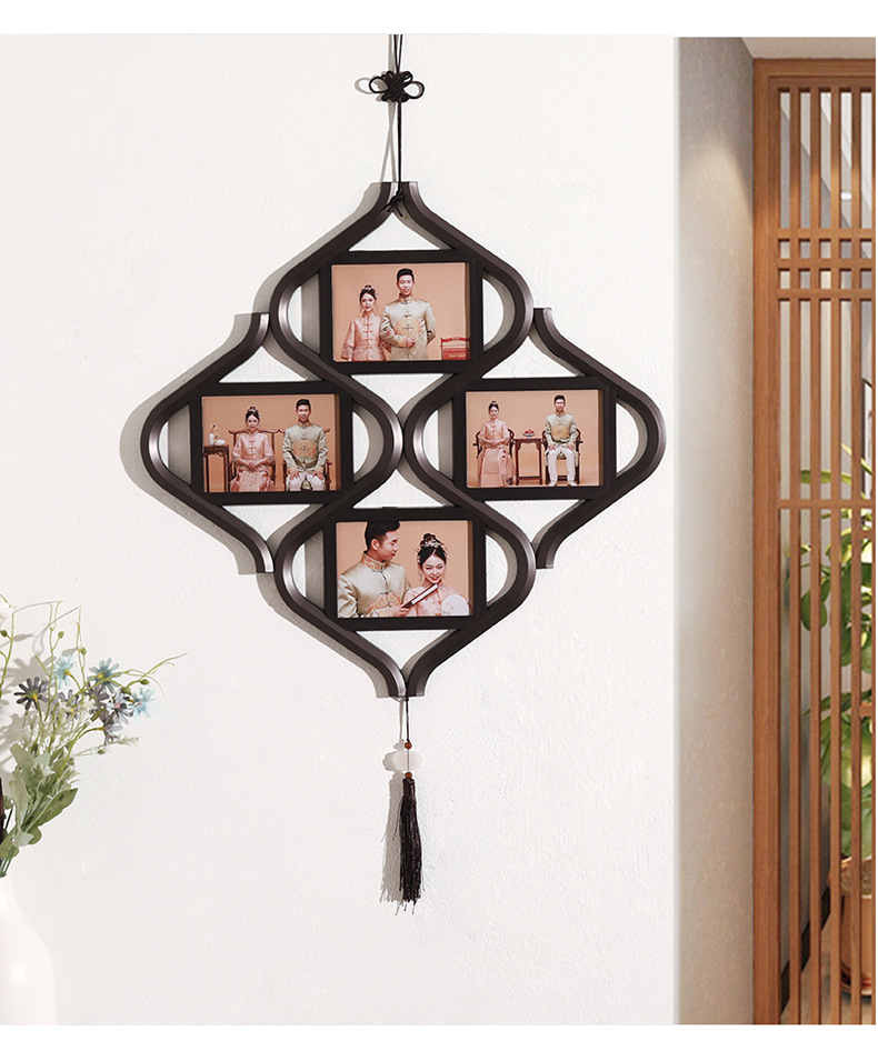 中国结相框新中式复古洗照片小挂件古风中国风摆台相片墙挂墙装饰