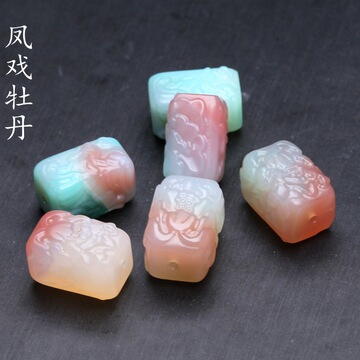 11x16mm天然盐源玛瑙凤戏牡丹散珠背云 diy手链项链配饰-阿里巴巴