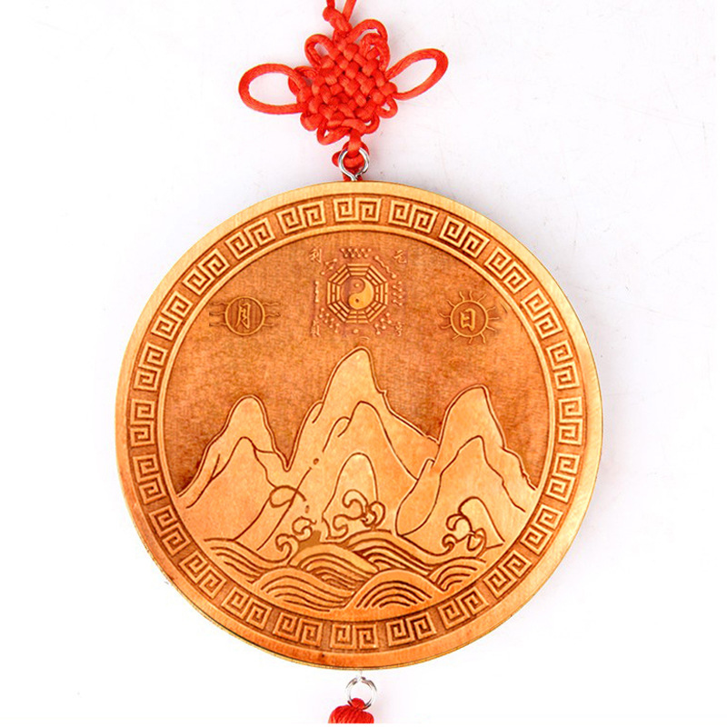 朴器 桃木山海镇摆件 桃木山海镇挂件 八卦凸镜桃木山海镇-阿里巴巴