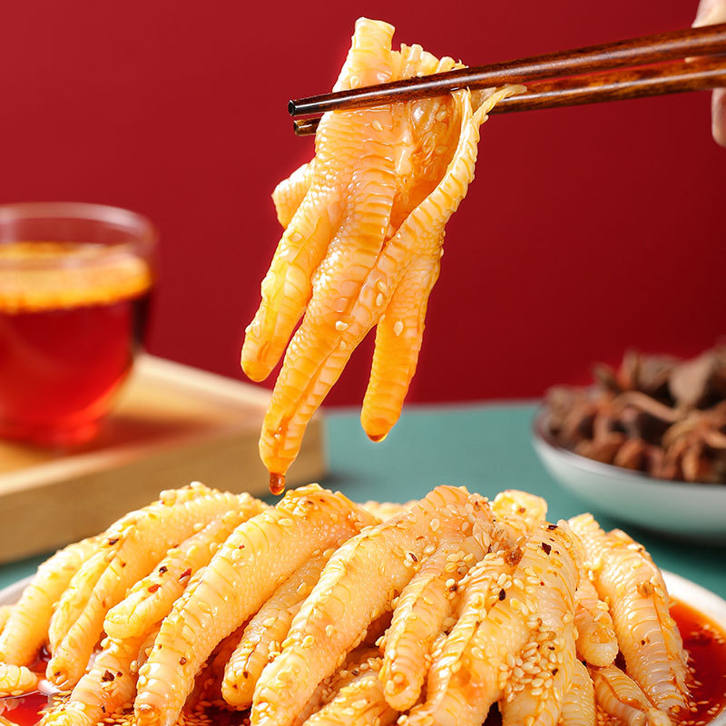 新品上线!钵钵鸡酸辣无骨鸡爪麻辣脱骨凤爪鸡肉零食小吃500g桶装