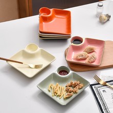 日式高颜值饺子盘带创意家用陶瓷菜盘小吃盘炸鸡餐盘水饺盘子专用