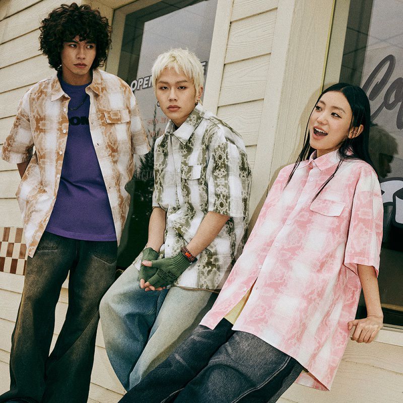 美式潮牌24夏装新款宽松大码复古 男女装格纹短袖衬衫-阿里巴巴